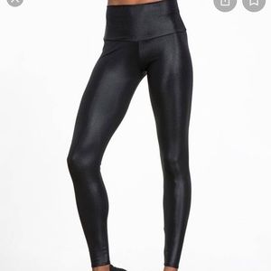 Onzie Black Shiny Leggings - High Waisted, M/L